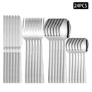 Axyaa 24pcs Stainless Steel Cutlery Set with Square Handle, Snakeskin Design