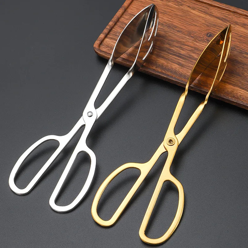 Axyaa Stainless Steel Food Tongs with Golden Handle