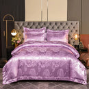 Axyaa Satin Jacquard Embroidered 4-Piece Bedding Set