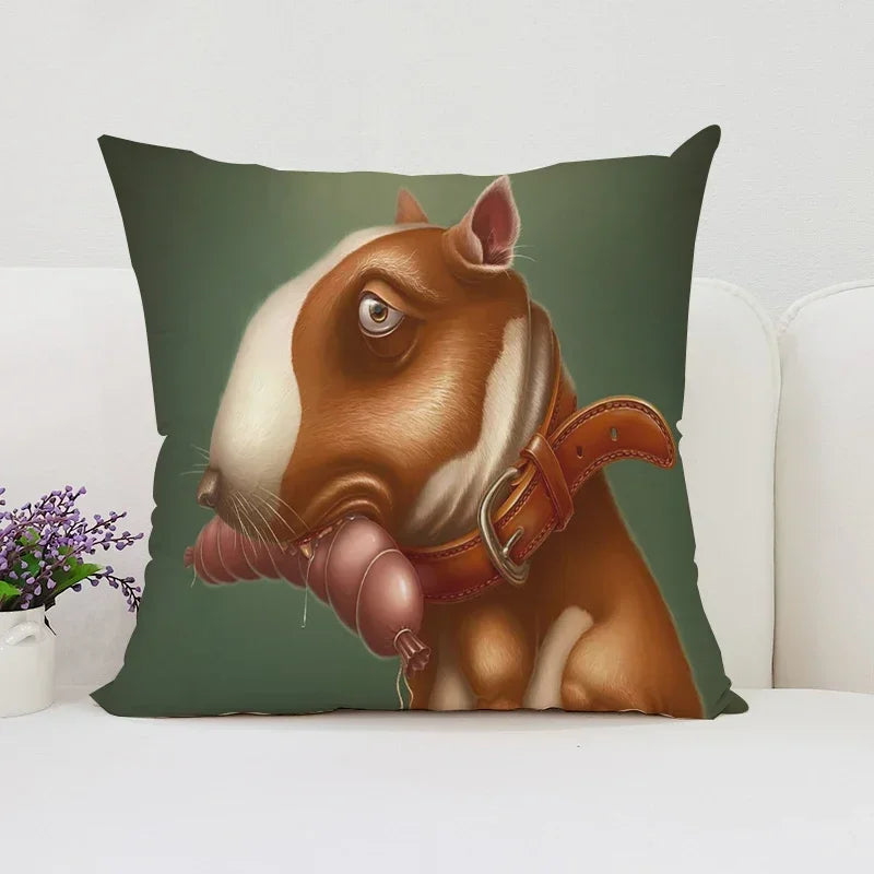 Bull Terrier Art Anime Pillow Cover 40x40 Axyaa Home Decor Throw Pillow