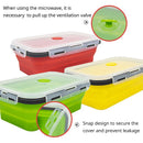 Axyaa Silicone Folding Lunch Box: Food Grade, Portable, Microwave Safe, Outdoor & Travel Friendly