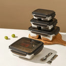 Axyaa Stainless Steel Divided Lunch Box with Compartments