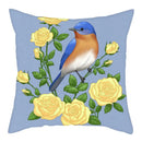 Blue Bird Print Cushion Cover by Axyaa - Home Decor Pillow Case for Sofa Bed