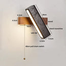 Axyaa Wabi Sabi LED Wall Light Black Travertine Wood Pull Chain Switch