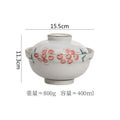 Axyaa Floral Ceramic Bowl with Lid - Vintage Large Soup & Ramen Bowl