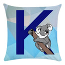 Axyaa Blue Letter Animal Print Pillowcase - Super Soft Peach Skin - Fashion Cushion Cover