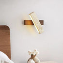 Axyaa Rotatable Wood Stone Wall Lamp Modern Nordic Bedroom Decor Lighting