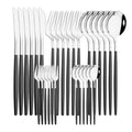 30-Piece Pink Silver Stainless Steel Dinnerware Set by Axyaa