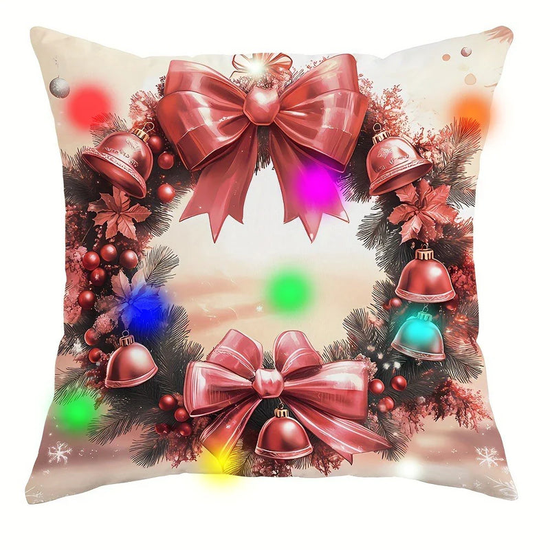 Axyaa LED Christmas Pillowcase - Santa Claus Fawn Design for Festive Home Decor