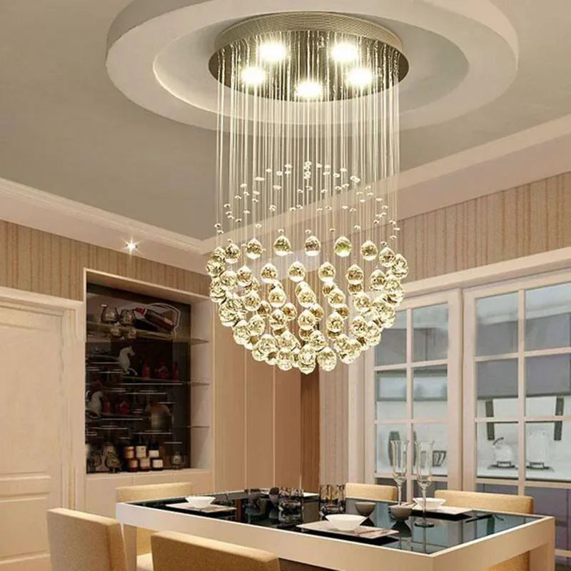 Axyaa Round Crystal Ball Chandelier - LED Ceiling Light Fixture