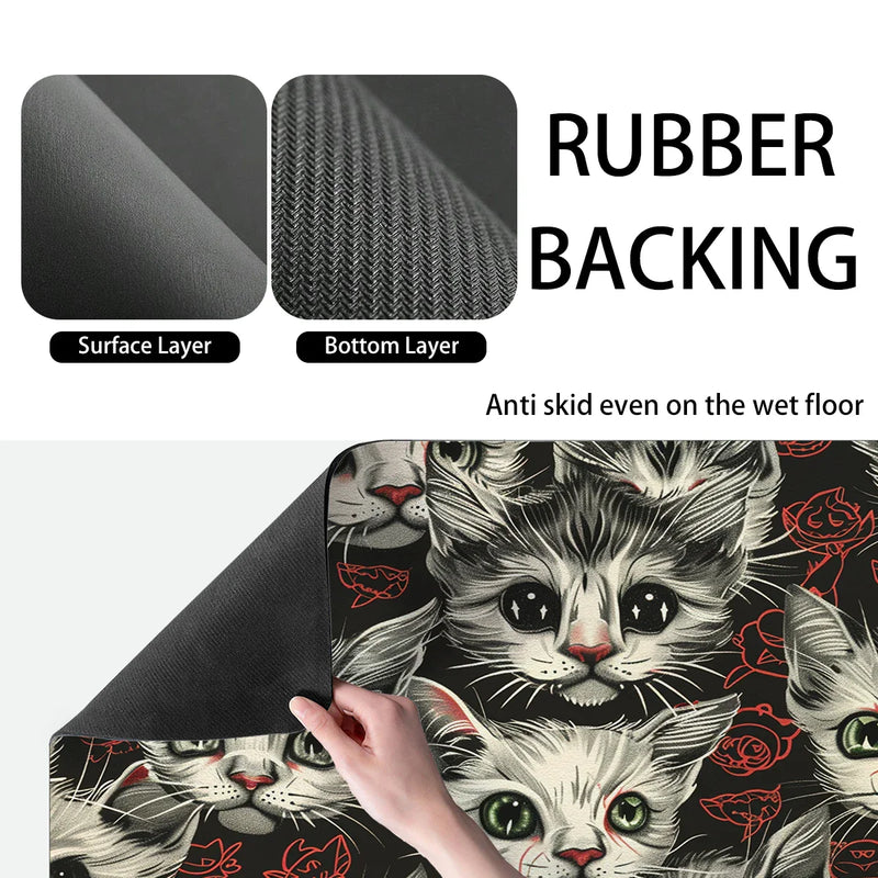 Axyaa Watercolor Cat Absorbent Draining Drying Mat