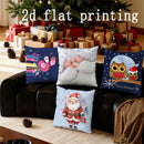 Axyaa Santa & Owl Pattern Christmas Cushion Cover - Festive Home Decor for Sofa & Bedroom