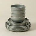 Axyaa Pacifica Collection Stoneware 12-Piece Place Setting, Salt White, Service for 4