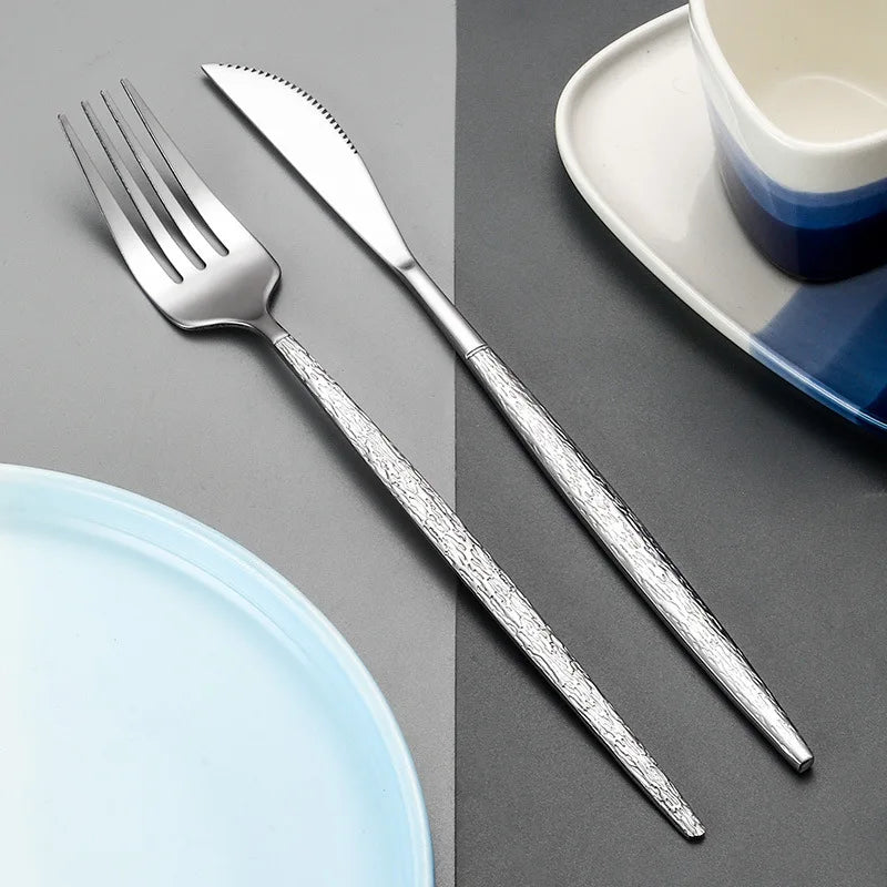 Axyaa Stainless Steel Dining Set - 6pcs Western Tableware Kitchen Gadget Gift Set