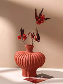 Axyaa Ceramic Flower Vase Decor for Living Room Tabletop, Retro Luxury Arrangements