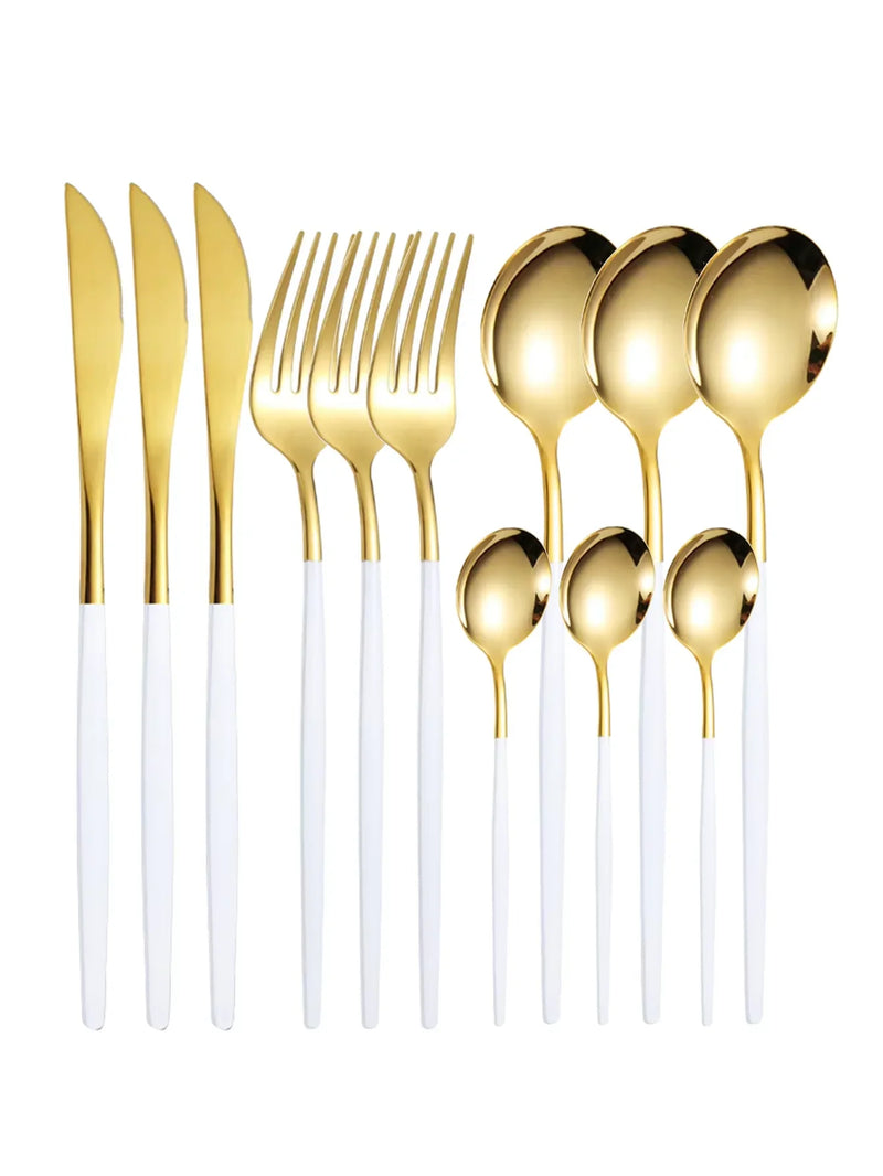 Axyaa 12pc Stainless Steel Cutlery Set - Knife, Fork, Spoon