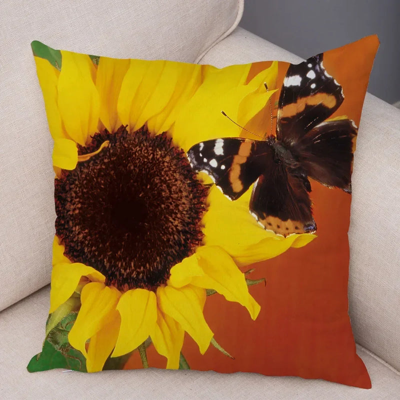 Axyaa Butterfly Flower Pillow Cover 45*45cm for Home Sofa Decor