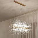 Axyaa Modern Silver Crystal Chandelier LED Pendant Lamp for Dining Room
