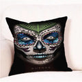 Axyaa Skull Floral Festival Cushion Cover - Halloween Home Decor