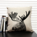 Axyaa African Animal Linen Pillow Cover 45x45cm - Lion, Elephant, Elk Portrait Decor