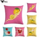 Axyaa Lemon Strawberry Milk Linen Pillowcase 45*45cm