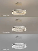 Axyaa Circle Chandelier Crystal Pendant Lamp, Postmodern Minimalist Living Room Lighting