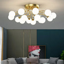 Axyaa LED Glass Ball Chandelier: Luxury Nordic Ceiling Light for Home Decor