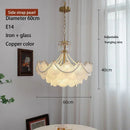 Axyaa Modern Shell Glass Chandelier - Copper Pendant LED Light for Home Decor