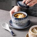 Axyaa Creative Ceramic Soup Bowl with Lid for Breakfast and Desserts