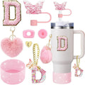 Axyaa Cup Accessories Set: Butterfly Straw, Cover, Cap, Boot, Handle Charm, Initials Sticker