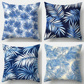 Axyaa Blue Leaf Sofa Cushion Cover Set of 4 - 17.7" Home Decor Pillowcase