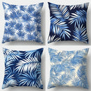Axyaa Blue Leaf Sofa Cushion Cover Set of 4 - 17.7" Home Decor Pillowcase