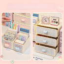Axyaa Kawaii Cream Stationery Storage Box Organizer - Large Capacity Drawer-style Storage Rack