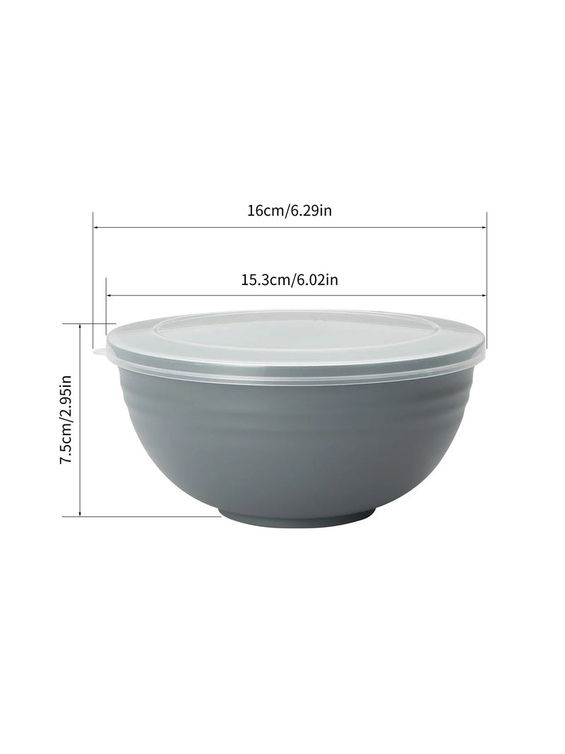 Axyaa Gray Plastic Bowl with Lid Set for Home Kitchen, Restaurant, RV, Camping