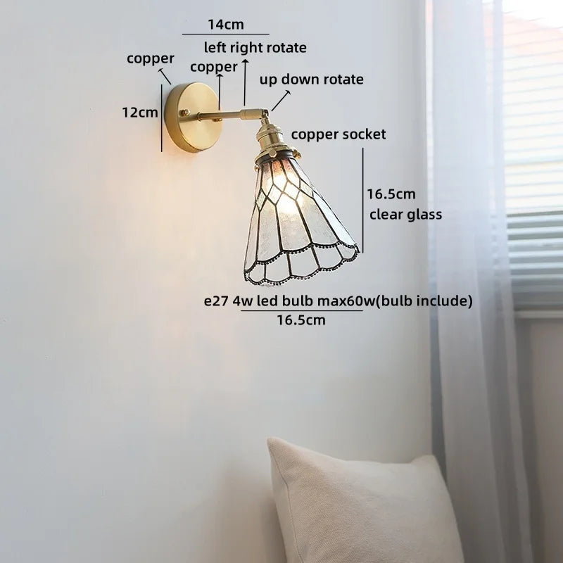 Axyaa Clear Glass Copper Arm LED Wall Sconce Wandlamp