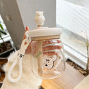 Axyaa Kawaii Bear Boba Bubble Tea Bottle 800ml Straw BPA-Free
