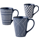 Axyaa Striped Ceramic Coffee Mug Set, 450ml