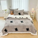 Axyaa Bear Printed Fleece Blanket Set - Warm Sofa Throw & Pillow Cases