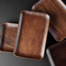 Axyaa Black Walnut Wooden Rectangular Dish for Breakfast Snack Hotel Cafe Tableware