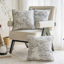 Axyaa Grey Floral Jacquard Chenille Pillow Cover - 45x45cm