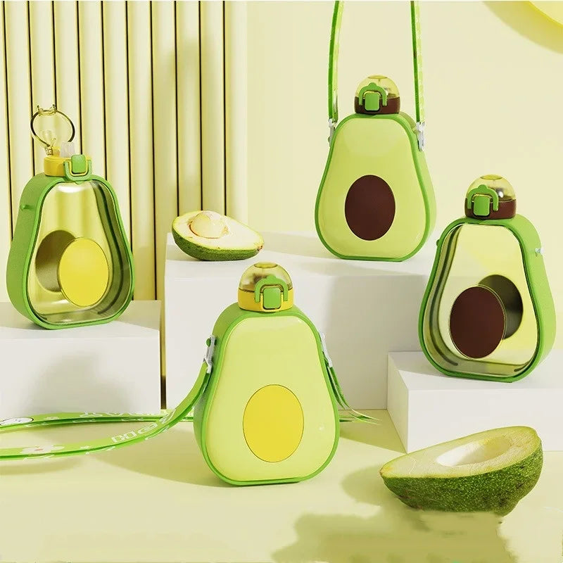 Axyaa Avocado Straw Water Bottle - Cute Creative Design for Kids Outdoor Sports