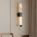 Axyaa Marble LED Wall Light Dimmable Stone Sconce in Black Metal