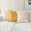 Axyaa Daisy Floral Cushion Cover - White Embroidered Pillow Cover (45x45cm/30x50cm)