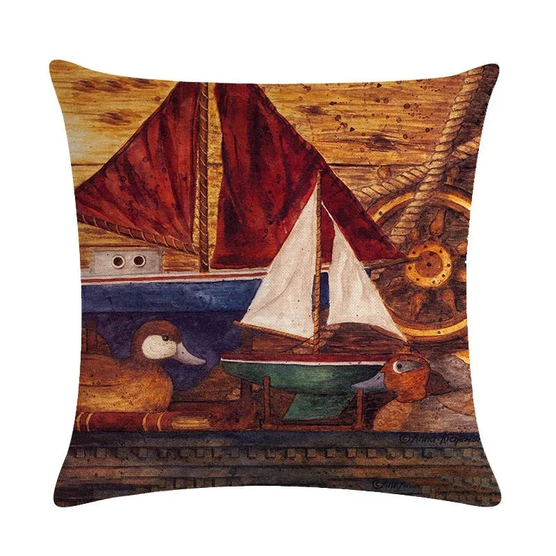 Sunflower Linen Throw Pillow Cover for Home Decor by Axyaa