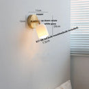 Axyaa Walnut Wood LED Wall Lights Bedroom Reading Lamp Glass Rotate White