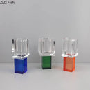Axyaa Geometric Glass Vase with Artificial Flowers - Modern Decor & Crystal Vases