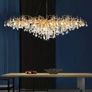 Axyaa Luxury Crystal Chandelier with Golden Base & Water Drop Decorations