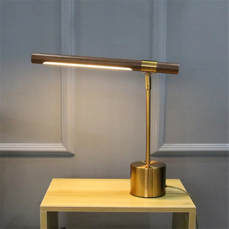 Axyaa Wood Grain LED Desk Lamp for Modern Hotel Decor & Eye Protection