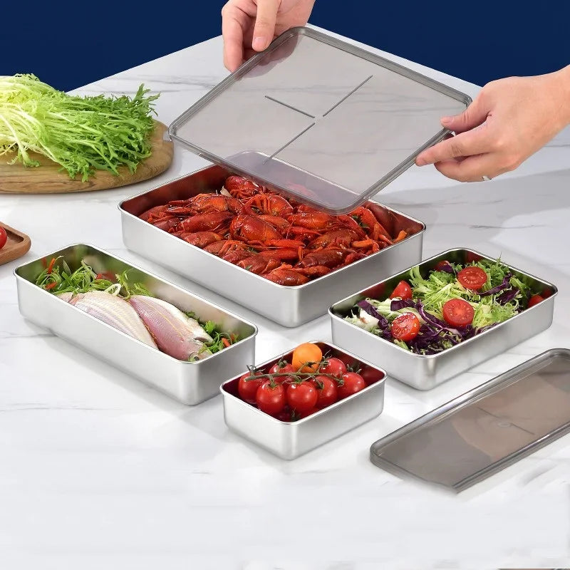 Axyaa Stainless Steel Food Preservation Container for Kitchen Refrigerator Storage