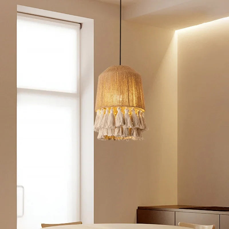 Axyaa Hemp Rope Pendant Chandelier - Nordic Minimalist LED Lighting